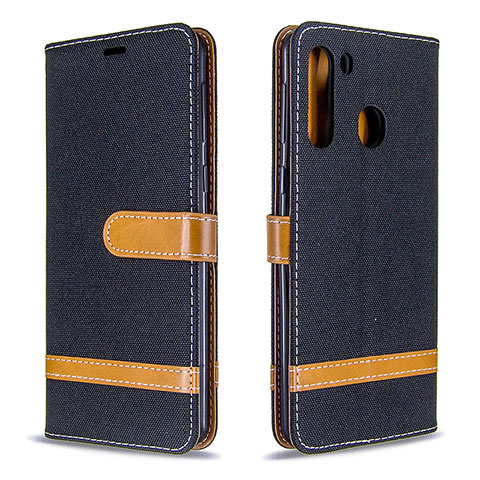 Custodia Portafoglio In Pelle Cover con Supporto B16F per Samsung Galaxy A21 Nero