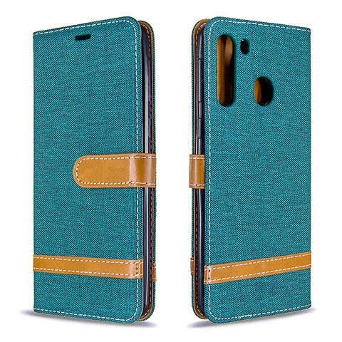 Custodia Portafoglio In Pelle Cover con Supporto B16F per Samsung Galaxy A21 Verde