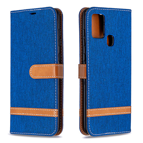 Custodia Portafoglio In Pelle Cover con Supporto B16F per Samsung Galaxy A21s Blu