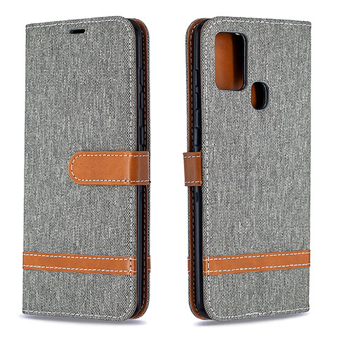 Custodia Portafoglio In Pelle Cover con Supporto B16F per Samsung Galaxy A21s Grigio