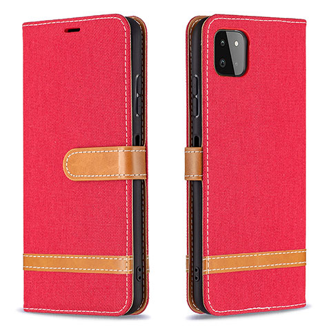 Custodia Portafoglio In Pelle Cover con Supporto B16F per Samsung Galaxy A22 5G Rosso