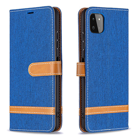 Custodia Portafoglio In Pelle Cover con Supporto B16F per Samsung Galaxy A22s 5G Blu