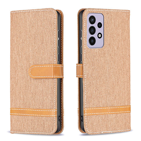 Custodia Portafoglio In Pelle Cover con Supporto B16F per Samsung Galaxy A73 5G Oro