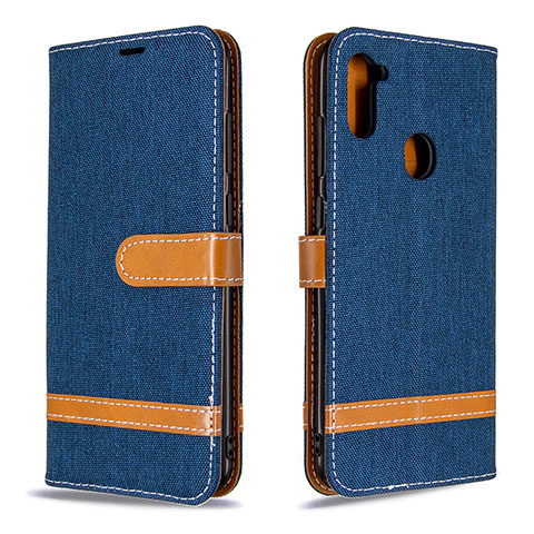 Custodia Portafoglio In Pelle Cover con Supporto B16F per Samsung Galaxy M11 Blu Notte