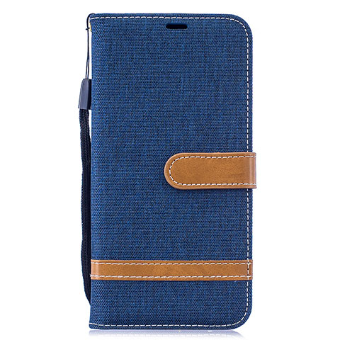 Custodia Portafoglio In Pelle Cover con Supporto B16F per Samsung Galaxy M20 Blu Notte