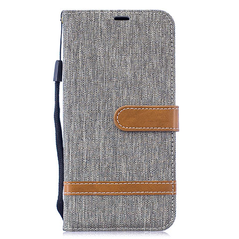 Custodia Portafoglio In Pelle Cover con Supporto B16F per Samsung Galaxy M20 Grigio