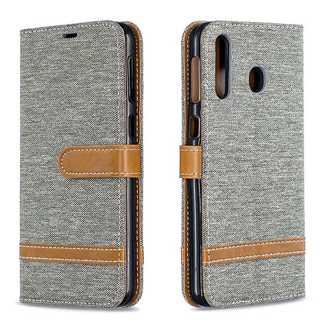 Custodia Portafoglio In Pelle Cover con Supporto B16F per Samsung Galaxy M30 Grigio