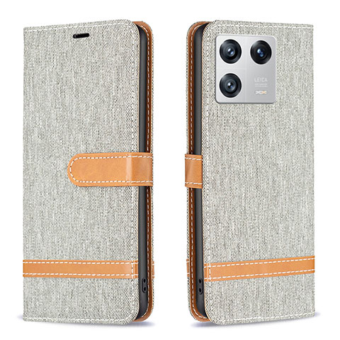 Custodia Portafoglio In Pelle Cover con Supporto B16F per Xiaomi Mi 13 5G Grigio