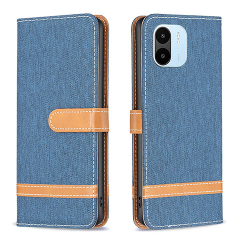 Custodia Portafoglio In Pelle Cover con Supporto B16F per Xiaomi Poco C51 Blu