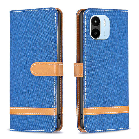 Custodia Portafoglio In Pelle Cover con Supporto B16F per Xiaomi Poco C51 Blu Notte