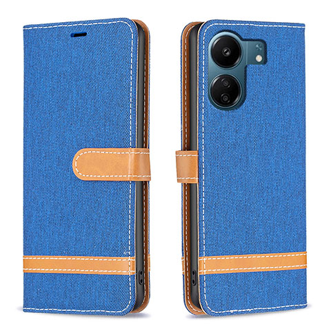 Custodia Portafoglio In Pelle Cover con Supporto B16F per Xiaomi Poco C65 Blu