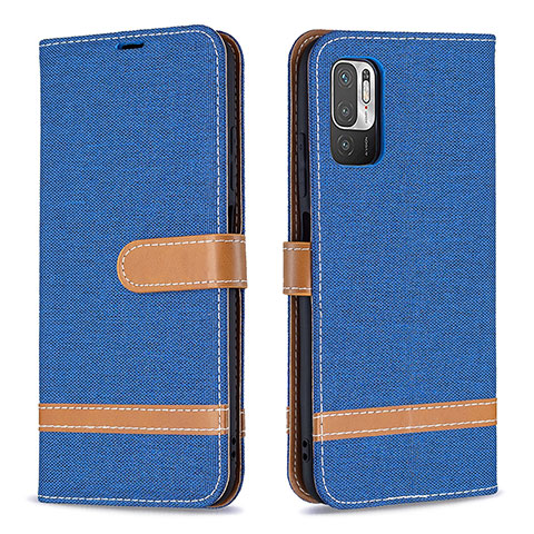 Custodia Portafoglio In Pelle Cover con Supporto B16F per Xiaomi POCO M3 Pro 5G Blu