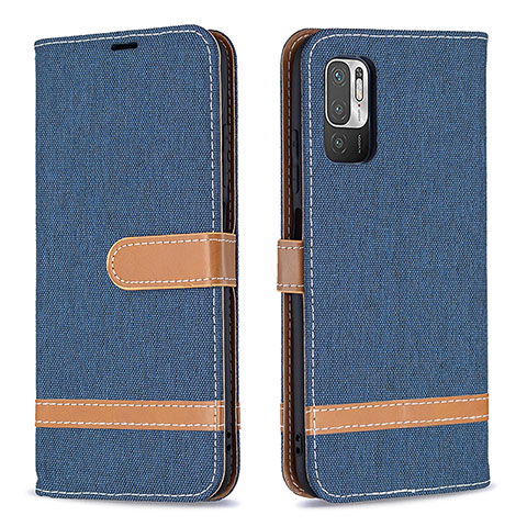 Custodia Portafoglio In Pelle Cover con Supporto B16F per Xiaomi POCO M3 Pro 5G Blu Notte