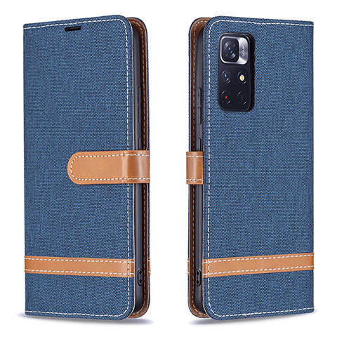 Custodia Portafoglio In Pelle Cover con Supporto B16F per Xiaomi Poco M4 Pro 5G Blu Notte