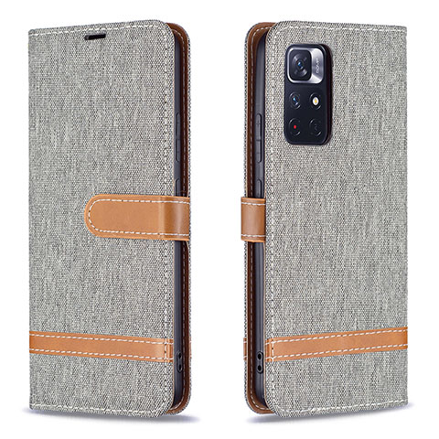 Custodia Portafoglio In Pelle Cover con Supporto B16F per Xiaomi Poco M4 Pro 5G Grigio