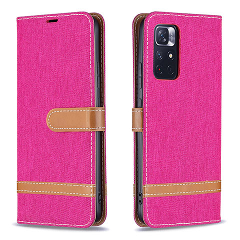 Custodia Portafoglio In Pelle Cover con Supporto B16F per Xiaomi Poco M4 Pro 5G Rosa Caldo