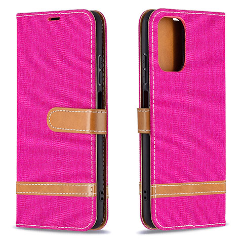 Custodia Portafoglio In Pelle Cover con Supporto B16F per Xiaomi Poco M5S Rosa Caldo