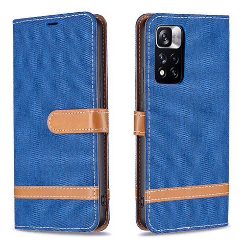 Custodia Portafoglio In Pelle Cover con Supporto B16F per Xiaomi Poco X4 NFC Blu