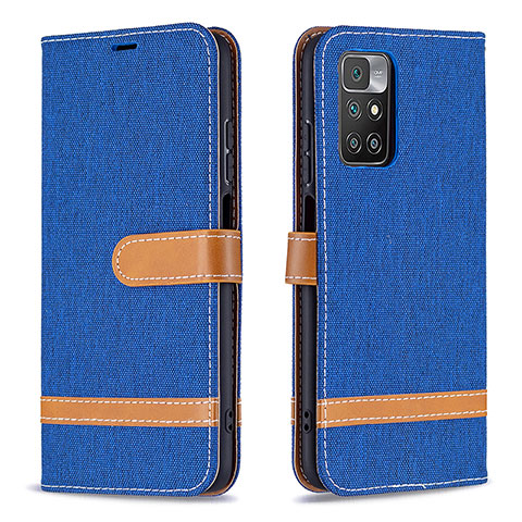 Custodia Portafoglio In Pelle Cover con Supporto B16F per Xiaomi Redmi 10 (2022) Blu