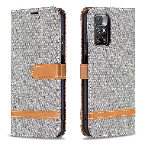 Custodia Portafoglio In Pelle Cover con Supporto B16F per Xiaomi Redmi 10 4G Grigio