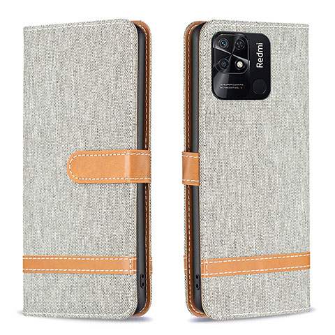 Custodia Portafoglio In Pelle Cover con Supporto B16F per Xiaomi Redmi 10 India Grigio