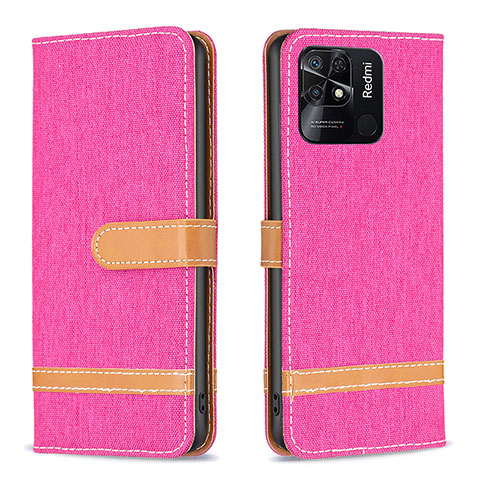 Custodia Portafoglio In Pelle Cover con Supporto B16F per Xiaomi Redmi 10 India Rosa Caldo