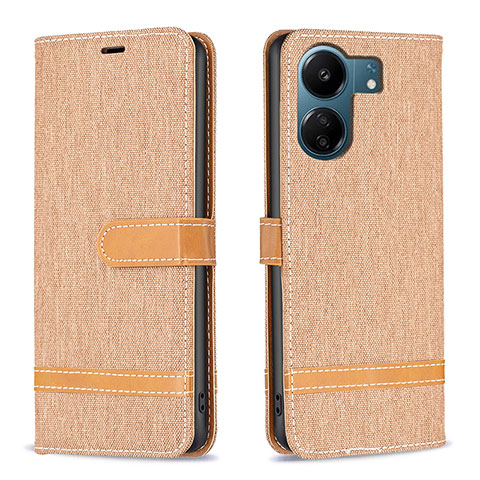 Custodia Portafoglio In Pelle Cover con Supporto B16F per Xiaomi Redmi 13C Oro