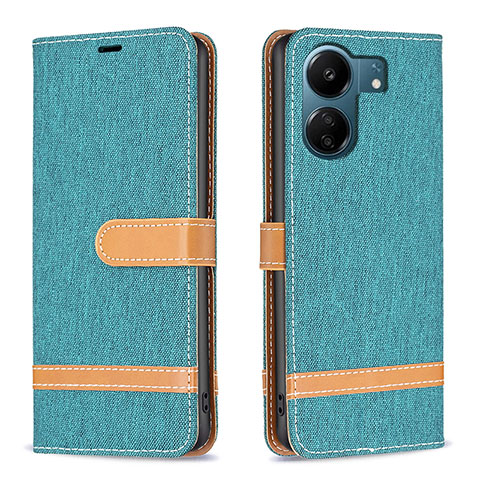 Custodia Portafoglio In Pelle Cover con Supporto B16F per Xiaomi Redmi 13C Verde