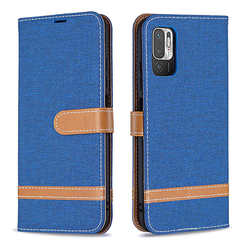 Custodia Portafoglio In Pelle Cover con Supporto B16F per Xiaomi Redmi Note 10T 5G Blu
