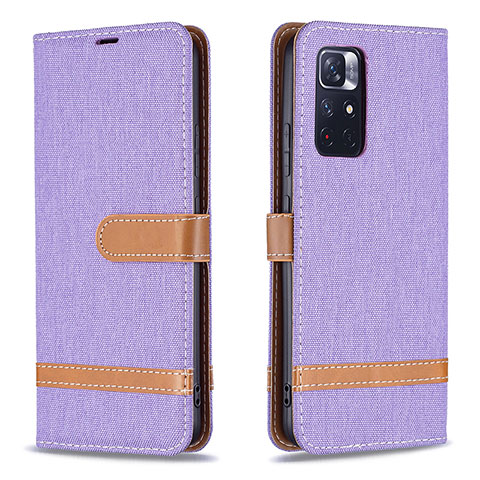 Custodia Portafoglio In Pelle Cover con Supporto B16F per Xiaomi Redmi Note 11 5G Lavanda