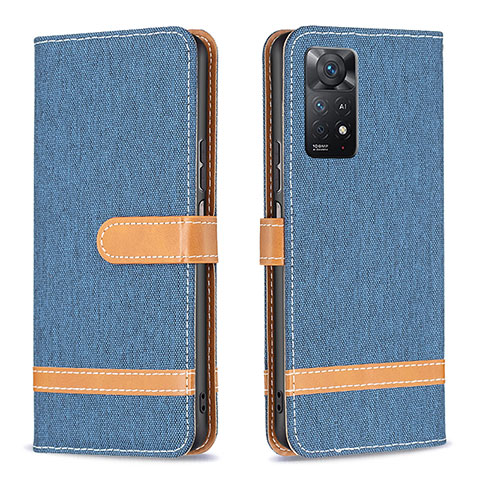 Custodia Portafoglio In Pelle Cover con Supporto B16F per Xiaomi Redmi Note 11 Pro 4G Blu Notte