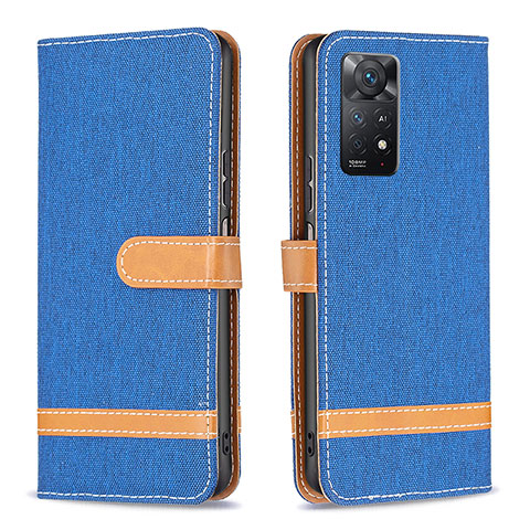 Custodia Portafoglio In Pelle Cover con Supporto B16F per Xiaomi Redmi Note 11 Pro 5G Blu