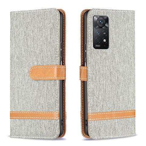 Custodia Portafoglio In Pelle Cover con Supporto B16F per Xiaomi Redmi Note 11 Pro 5G Grigio