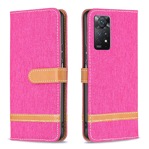 Custodia Portafoglio In Pelle Cover con Supporto B16F per Xiaomi Redmi Note 11 Pro 5G Rosa Caldo