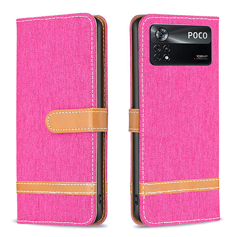 Custodia Portafoglio In Pelle Cover con Supporto B16F per Xiaomi Redmi Note 11E Pro 5G Rosa Caldo