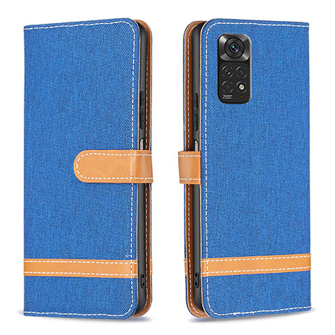 Custodia Portafoglio In Pelle Cover con Supporto B16F per Xiaomi Redmi Note 11S 4G Blu