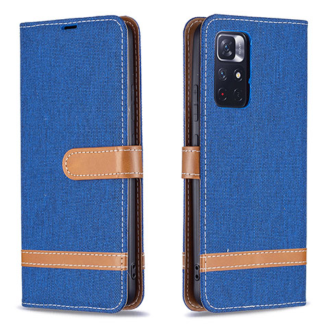 Custodia Portafoglio In Pelle Cover con Supporto B16F per Xiaomi Redmi Note 11S 5G Blu