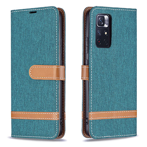 Custodia Portafoglio In Pelle Cover con Supporto B16F per Xiaomi Redmi Note 11T 5G Verde