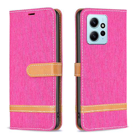 Custodia Portafoglio In Pelle Cover con Supporto B16F per Xiaomi Redmi Note 12 4G Rosa Caldo