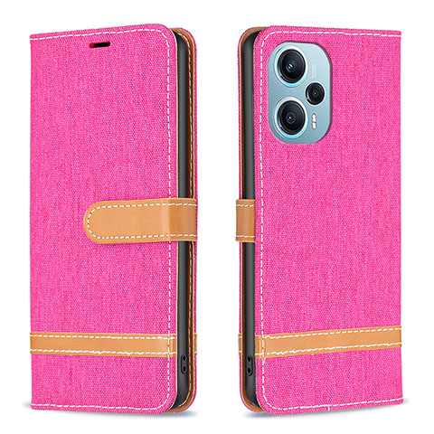 Custodia Portafoglio In Pelle Cover con Supporto B16F per Xiaomi Redmi Note 12 Turbo 5G Rosa Caldo