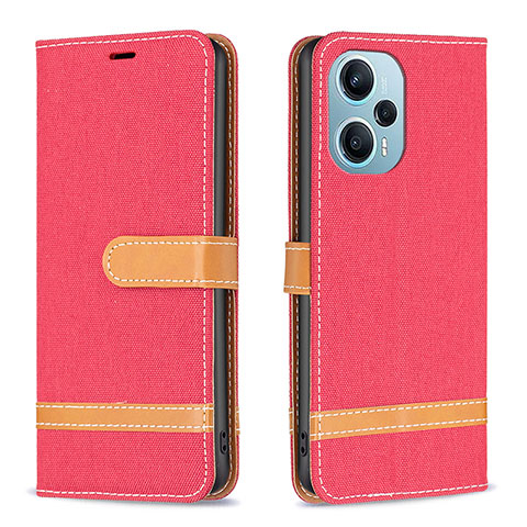 Custodia Portafoglio In Pelle Cover con Supporto B16F per Xiaomi Redmi Note 12 Turbo 5G Rosso