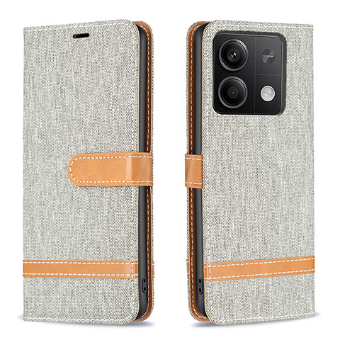 Custodia Portafoglio In Pelle Cover con Supporto B16F per Xiaomi Redmi Note 13 5G Grigio