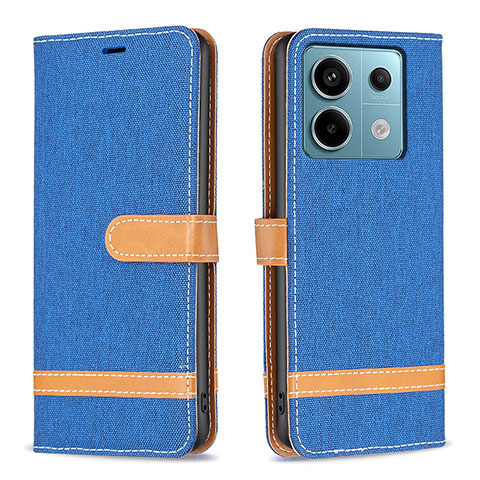 Custodia Portafoglio In Pelle Cover con Supporto B16F per Xiaomi Redmi Note 13 Pro 5G Blu