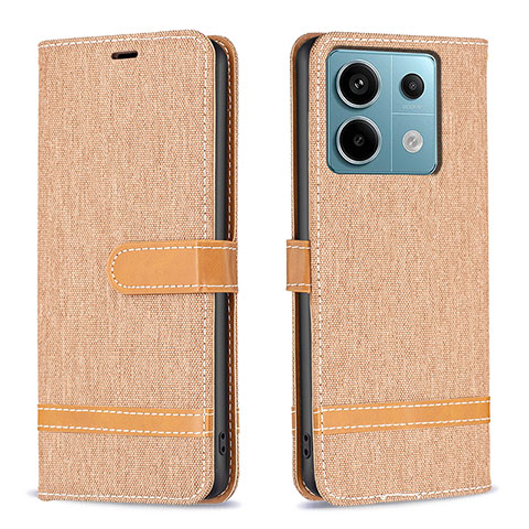 Custodia Portafoglio In Pelle Cover con Supporto B16F per Xiaomi Redmi Note 13 Pro 5G Oro