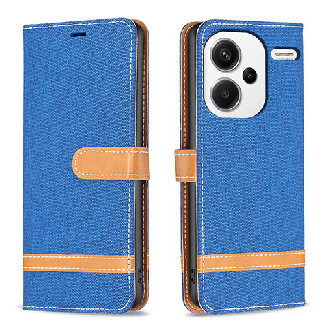 Custodia Portafoglio In Pelle Cover con Supporto B16F per Xiaomi Redmi Note 13 Pro+ Plus 5G Blu