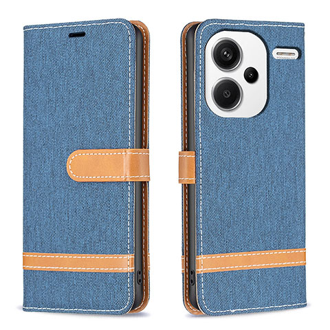 Custodia Portafoglio In Pelle Cover con Supporto B16F per Xiaomi Redmi Note 13 Pro+ Plus 5G Cielo Blu