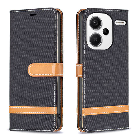 Custodia Portafoglio In Pelle Cover con Supporto B16F per Xiaomi Redmi Note 13 Pro+ Plus 5G Nero