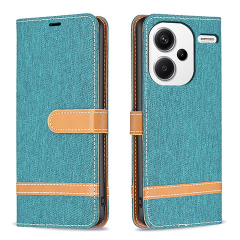 Custodia Portafoglio In Pelle Cover con Supporto B16F per Xiaomi Redmi Note 13 Pro+ Plus 5G Verde