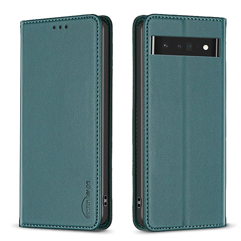 Custodia Portafoglio In Pelle Cover con Supporto B17F per Google Pixel 7 Pro 5G Verde