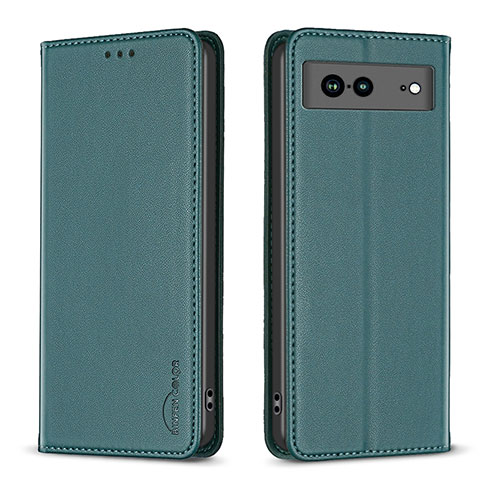 Custodia Portafoglio In Pelle Cover con Supporto B17F per Google Pixel 7a 5G Verde